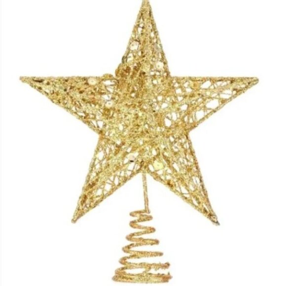 CHRISTMAS TREE TOPPER GLITTERED GOLD STAR (10'') - Picture 6 of 10